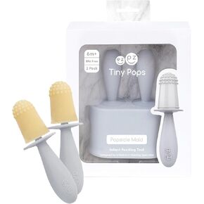 ezpz Tiny Pops (2-Pack) - Popsicle Mold for Infants - Easy for Baby’s Grasp - Dishwasher Safe - 4 Months+ (Pewter)