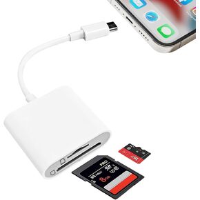 SD Card Reader USB C Compatible with iPhone 15/iPad/MacBook/Mac/Laptop/Tablet, 2-in-1 Digital Camera Memory Card Type C Adapter for SD and Micro SD Cards