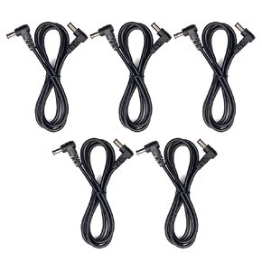(5) Pack 3 Foot Right Angle DC Power 5.5mm x 2.1mm Patch Cables Wire Male to Male