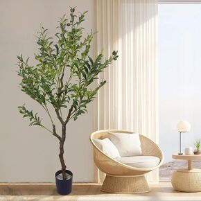 Artificial Ficus Tree 4 ft, Faux Plant Fake Silk Trees with Sturdy Plastic Nursery Pot, Faux Ficus Trees for Indoor Outdoor House Living Room Office Garden