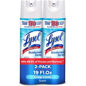 Lysol Disinfectant Spray, Sanitizing and Antibacterial Spray, For Disinfecting and Deodorizing, Crisp Linen, 19 Fl. Oz (Pack of 2)