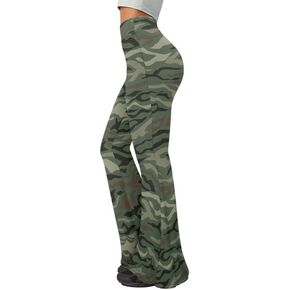 Irisjudy Boho Moroccan Women's Flare Pants Boho Bell Bottom Wide Leg Yoga Leggings Elastic Hippy Style Wide Leg Trousers