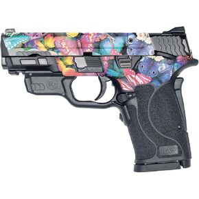 MightySkins Glossy Glitter Skin Compatible with Smith & Wesson M&P 9mm Shield EZ M2.0 - Butterfly Party | Protective, Durable High-Gloss Glitter Finish | Easy to Apply | Made in The USA