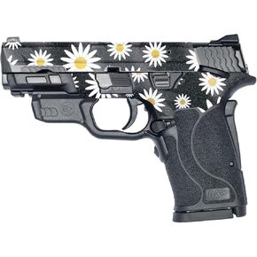 MightySkins Glossy Glitter Skin Compatible with Smith & Wesson M&P 9mm Shield EZ M2.0 - Daisies | Protective, Durable High-Gloss Glitter Finish | Easy to Apply | Made in The USA