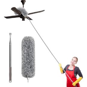 SetSail Extra-Long Dusters with Extension Pole 110-inch for Cleaning, Bendable Microfiber Head Washable Ceiling Fan Duster for High Ceilings, Furniture
