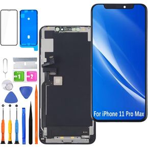 Screen Replacement for iPhone 11 Pro Max LCD Display FHD Touchscreen 3D Touch Face ID Digitizer Frame Mounting,Waterproof Adhesive,Repair Kits