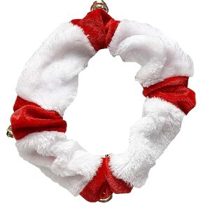 Midlee White/Red Dog Christmas Plush Jingle Bell Collar (Large)