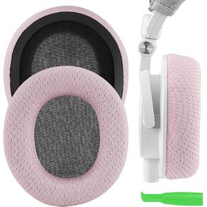 Geekria NOVA Mesh Fabric Replacement Ear Pads for Audio-Technica M50X, M50XBT, M50XBT2, M60X, M50, M40X, M30, M20, M10 Headphones Ear Cushions, Headset Earpads, Ear Cups Cover Repair Parts (Pink)