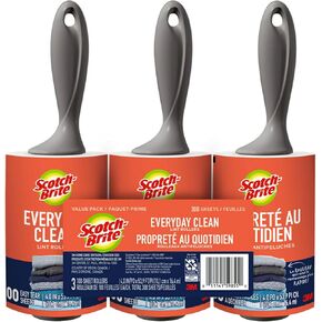 Scotch-Brite Lint Roller, Works Great on Pet Hair, Clothing, Furniture and More, 3 Rollers, 100 Sheets Per Roller (300 Sheets Total)