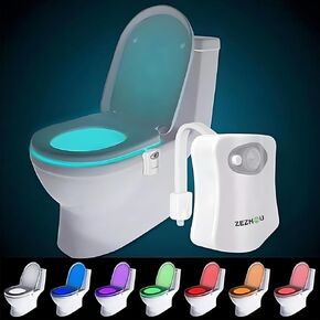 Original Toilet Night Light 2 Pack, ZEZHOU Motion Sensor Activated LED Lamp, Fun 8 Colors Changing Bathroom Nightlight Add on Toilet Bowl Seat, Perfect Decorating Gadget for Dad Adults Kids Toddler