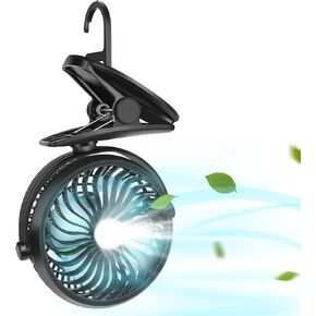 SkyGenius Battery Operated Clip on Mini Desk Fan, Black