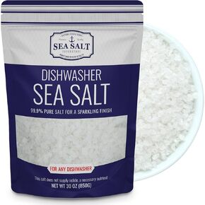 Dishwasher Salt - All-Natural Water Softener Salt for a Clean Finish - Compatible with Bosch, Miele, Thermador, Whirlpool Dishwashers and More - Food-Grade Coarse Sea Salt (5 lb Bag) - Sea Salt Superstore