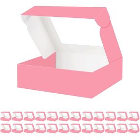 HAPPY POTATO 25 Bakery Boxes with window, White Pastry Boxes with Window, 10x8x2.5 Inches Bakery Boxes for Cookies, Dessert Boxes with Window, Treat Boxes for Pie, Donuts, Cookies, Muffins, Chocolate in Kuwait