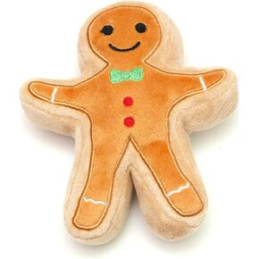 Midlee Christmas Sugar Cookie Plush Dog Toy (Gingerbread Man, Large)