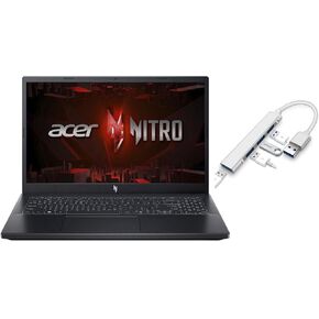 acer Nitro V 15.6" FHD 144Hz Gaming Laptop | Intel 10-Core i7-13620H | NVIDIA GeForce RTX 4060|Backlit | Black | 32GB RAM DDR5 | 512GB SSD | Windows 11 Home |Bundle with USB 3.0 Hub