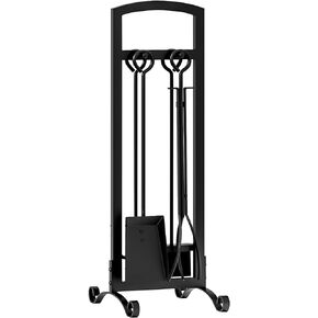 CALIDOLA 5 Pieces Fireplace Tool Set Hearth Accessories,Black