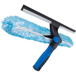 Unger Professional 2-in-1 Squeegee & Scrubber - 18" Window Cleaning Tool – Cleaning Supplies, Squeegee for Window Cleaning, Commercial & Residential Use, Microfiber Sleeve