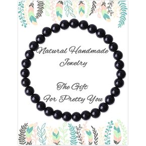 6mm Natural Watermelon Crystal Bracelets Round Beads Stones Healing Stretch Bracelets Energy Handmade Crystal Bracelet for Women Men Reiki Chakra Anxiety Gift