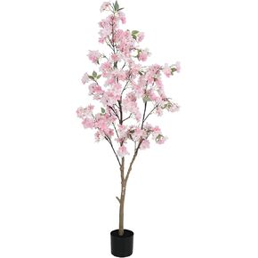Artificial Cherry Blossom Tree, 5FT Tall Realistic Potted Silk Faux Cherry Blossom Tree, Pink Fake Flower Tree, Artificial Tree for Home Indoor Outdoor Home Decor