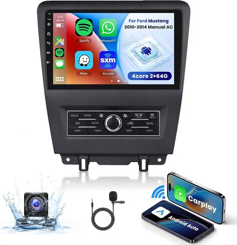 HiFi 2+64G- for Ford Mustang 2010-2014 Android 13 Car Radio Stereo, Wireless Carplay Android Auto 10.1 Inch Touch Screen Bluetooth Car Audio Receiver Support GPS WiFi Backup Camera FM/RDS SWC in Saudi Arabia