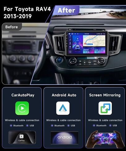 8Core 2G 64G Car Stereo for Toyota RAV4 2013-2019 Radio with 10.1inch 1280x720P Touch Screen/Apple CarPlay/Android Auto/MirrorLink/WiFi/DSP 36EQ/Bluetooth/GPS/FM RDS/AHD Backup Camera in Saudi Arabia