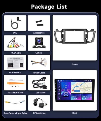 8Core 2G 64G Car Stereo for Toyota RAV4 2013-2019 Radio with 10.1inch 1280x720P Touch Screen/Apple CarPlay/Android Auto/MirrorLink/WiFi/DSP 36EQ/Bluetooth/GPS/FM RDS/AHD Backup Camera in Saudi Arabia