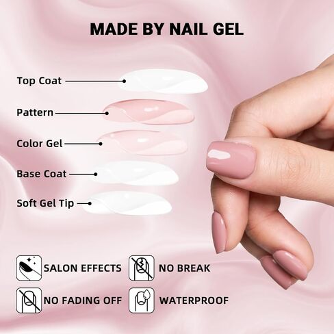 Dark BrownPress on Nails Short, Fall Handmade Square Fake Nails Reusable，Fit Perfectly Glossy Glue On Nails in 12 Sizes - 24 Pcs Soft Gel Glue On Nails Kit for Woman in Saudi Arabia