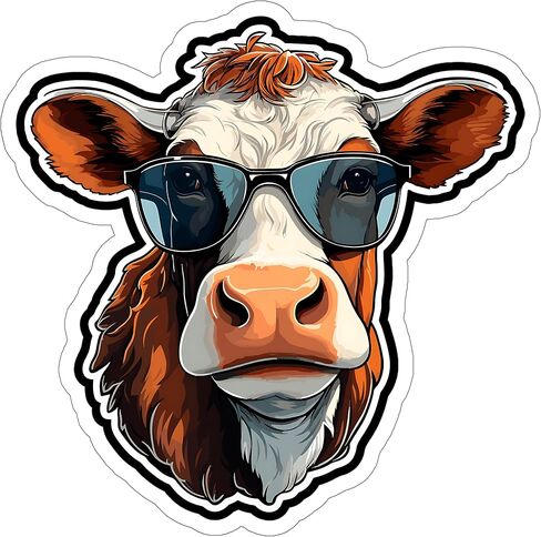 Cow Sticker Travel Outdoors Decal Vinyl Small Waterproof for Water Bottle Mug Passport Book Scrapbook Notebook Laptop Tumbler Skateboard Computer Phone Size 4" Funny Gift ID44990 in Saudi Arabia