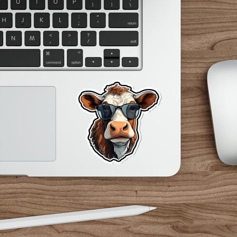 Cow Sticker Travel Outdoors Decal Vinyl Small Waterproof for Water Bottle Mug Passport Book Scrapbook Notebook Laptop Tumbler Skateboard Computer Phone Size 4" Funny Gift ID44990 in Saudi Arabia