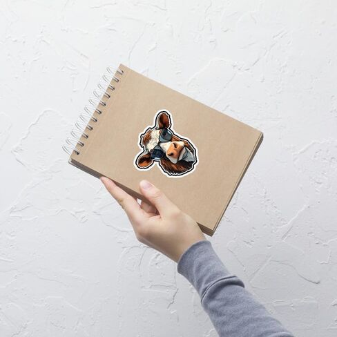 Cow Sticker Travel Outdoors Decal Vinyl Small Waterproof for Water Bottle Mug Passport Book Scrapbook Notebook Laptop Tumbler Skateboard Computer Phone Size 4" Funny Gift ID44990 in Saudi Arabia