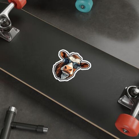 Cow Sticker Travel Outdoors Decal Vinyl Small Waterproof for Water Bottle Mug Passport Book Scrapbook Notebook Laptop Tumbler Skateboard Computer Phone Size 4" Funny Gift ID44990 in Saudi Arabia