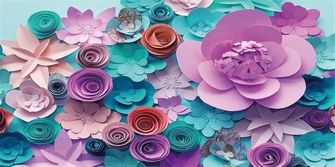 AOFOTO 8x6ft Handmade 3D Paper Flower Backdrop Birthday Party Decoration Photography Background Baby Shower Kid Girl Woman Artistic Portrait Activity Banner Photo Shoot Studio Props Vinyl Wallpaper in Kuwait