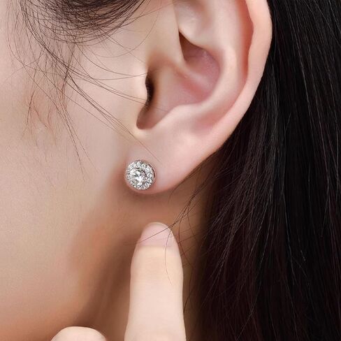 Sereney Hypoallergenic 925 Sterling Silver Stud Earrings for Women, Round Cubic Zirconia Earrings CZ Studs Earrings for Girl Women Men 6mm in Kuwait