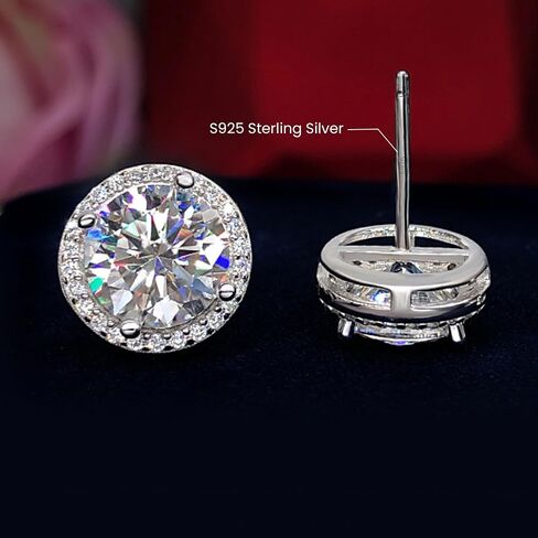 Sereney Hypoallergenic 925 Sterling Silver Stud Earrings for Women, Round Cubic Zirconia Earrings CZ Studs Earrings for Girl Women Men 6mm in Kuwait