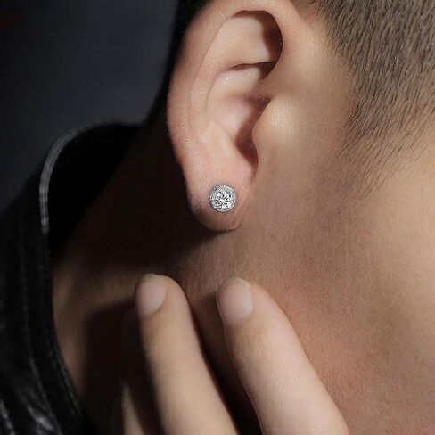 Sereney Hypoallergenic 925 Sterling Silver Stud Earrings for Women, Round Cubic Zirconia Earrings CZ Studs Earrings for Girl Women Men 6mm in Kuwait