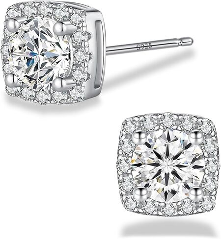 Sereney Hypoallergenic 925 Sterling Silver Stud Earrings for Women, Round Cubic Zirconia Earrings CZ Studs Earrings for Girl Women Men 6mm in Kuwait