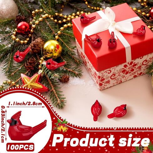 50 Pcs Mini Resin Red Cardinal Bird Figurines Tiny Cardinal Figurine Red Cardinal Decoration Cardinal Christmas Ornaments for Gift Xmas Miniature Garden Crafts Cake Topper Christmas in Kuwait