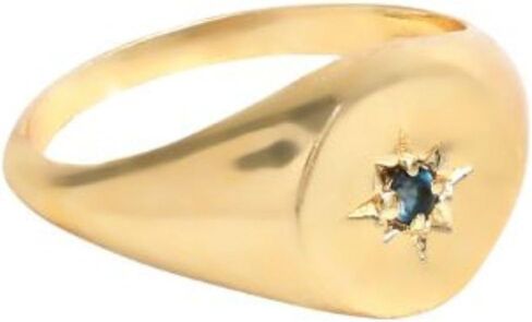 Gempires Cubic Zirconia North Star Signet Rings with 14K Gold Plated, April Birthstone Jewelry, Lightweight Statement Rings for Women, Simple Everyday Jewelry, US Size-8 in Kuwait