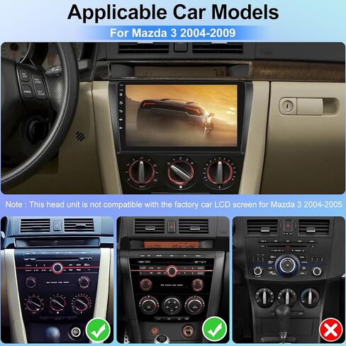 [2+64 جيجابايت] ستيريو راديو السيارة Android 13 لسيارة Mazda 3 2004-2009 - شاشة لمس عالية الدقة 9 بوصة EQ Audio - Carplay اللاسلكي وAndroid Auto، WiFi، GPS، BT، Mirror Link، FM، SWC + كاميرا احتياطية AHD + Canbus + ميكروفون in Saudi Arabia