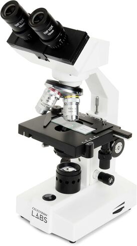Celestron CB2000C Compound Binocular Microscope w/40x - 2000x power, mechanical stage, 4 Fully achromatic objectives, Abbe condenser, 10x and 20x eyepieces, coaxial focus, 10 prepared slides, 3 color filters, emersion oil in Kuwait