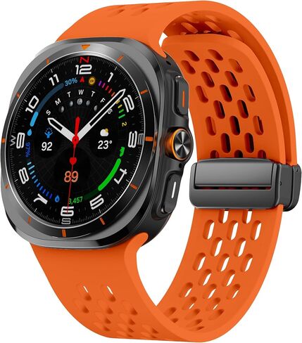 سوار رياضي متوافق مع Samsung Galaxy Watch Ultra Bands 47 مم، حزام بديل من السيليكون مسامي مغناطيسي لساعة Galaxy Watch Ultra 2024 للنساء والرجال in Kuwait