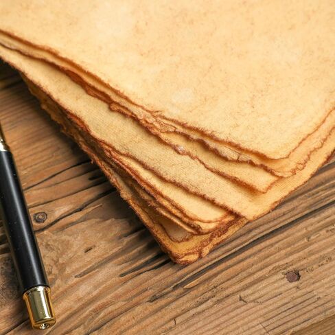 Fausta Cotton Handmade Vintage Textured Paper 75 Sheets (150 GSM) 8.3 X 5.8 in (A5), Deckle Edge Antique Paper for Sketching, Drawing, Invitations, Arts and Crafts, Watercolor/Mixed Media Paper in Saudi Arabia