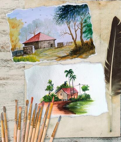 Fausta Cotton Handmade Vintage Textured Paper 75 Sheets (150 GSM) 8.3 X 5.8 in (A5), Deckle Edge Antique Paper for Sketching, Drawing, Invitations, Arts and Crafts, Watercolor/Mixed Media Paper in Saudi Arabia