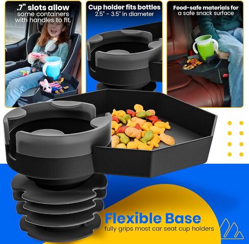 Kids Travel Tray – Car Seat and Car Cup Holder Tray - Tray for Snacks, Entertainment, Toys – Includes Cup Holder – Fits Most Car Seats in Saudi Arabia