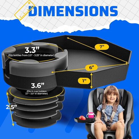 Kids Travel Tray – Car Seat and Car Cup Holder Tray - Tray for Snacks, Entertainment, Toys – Includes Cup Holder – Fits Most Car Seats in Saudi Arabia