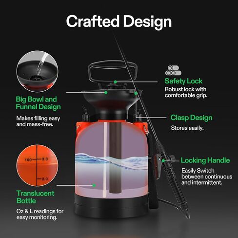 بخاخ ضغط مضخة 1.35 جالون من VIVOSUN، زجاجة رذاذ مياه مضغوطة للحديقة والحديقة مع حزام كتف قابل للتعديل، لرش النباتات وسقي الحديقة والتنظيف المنزلي in Kuwait