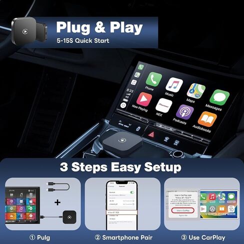 Omeyo Wireless Carplay Adapter for All Factory Wireless Adapter CarPlay Plug & Play Dongle Converts Wired to Wireless Fast and Easy Use Fit for iPhone Cars 2016+ & for iOS 10+ Black in Saudi Arabia