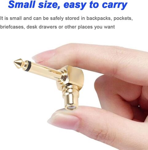 RCA to 1/4" Audio Adapter, 90 Degree 6.35mm Mono Male Microphone Plug to RCA Female Connector, Gold Plated Pure Copper Guitar Jack Connector (2 Pack) in Kuwait