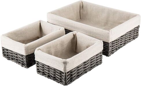 Hosroome Handmade Storage Basket Wicker Baskets for Organizing Shelf Baskets Woven Decorative Home Storage Bins Decorative Baskets Organizing Baskets Nesting Baskets(Set of 3,Brown) in Saudi Arabia