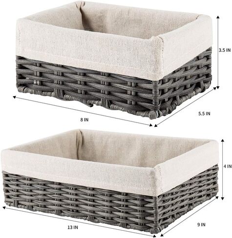 Hosroome Handmade Storage Basket Wicker Baskets for Organizing Shelf Baskets Woven Decorative Home Storage Bins Decorative Baskets Organizing Baskets Nesting Baskets(Set of 3,Brown) in Saudi Arabia